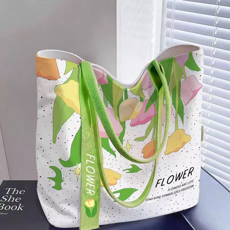 Romantic and Sweet Leisure Time Tote Bag, Stylish Cartoon Bag for Women, Versatile Canvas Bag with Open Top for Shoulder Wear and Commuting Romantic and Sweet Leisure Time Tote Bag, Stylish Cartoon Bag for Women, Versatile Canvas Bag with Open Top for Shoulder Wear and Commuting