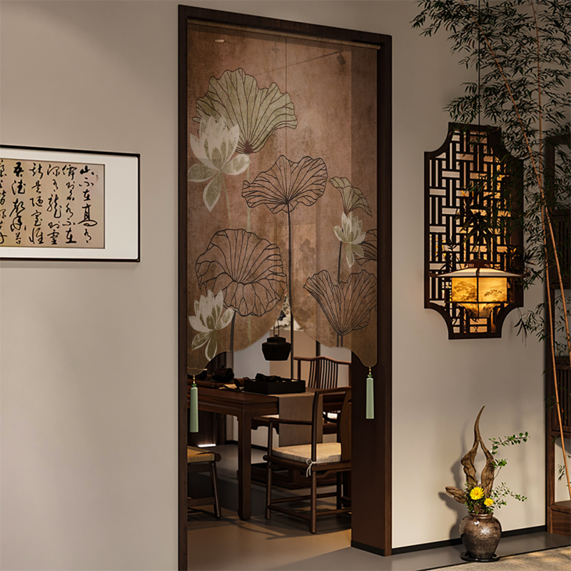 New Chinese-Style Retro Door Curtain for Home Use, Feng Shui Solution for Bedroom and Bathroom Door-To-Door Arrangement, Screen Curtain for Blocking and Partitioning New Chinese-Style Retro Door Curtain for Home Use, Feng Shui Solution for Bedroom and Bathroom Door-To-Door Arrangement, Screen Curtain for Blocking and Partitioning