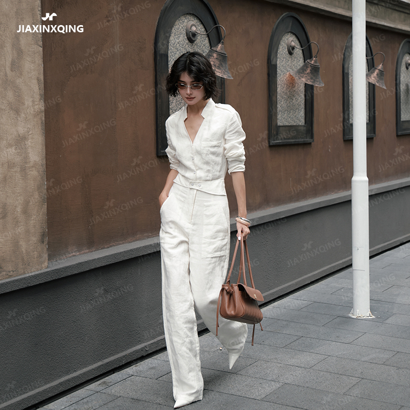 High-End Fashion 2026 Spring and Autumn New Style Linen Elegant Slim-Fit Solid Color Relaxed Jumpsuit High-End Fashion 2026 Spring and Autumn New Style Linen Elegant Slim-Fit Solid Color Relaxed Jumpsuit