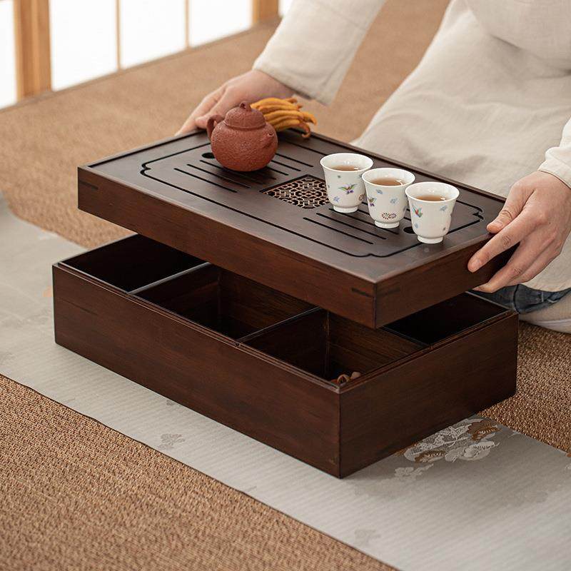 Bamboo tray multi-functional simple tea set storage box integrated small tea-shaped household tea table sea storage 1283388 items made of bamboo