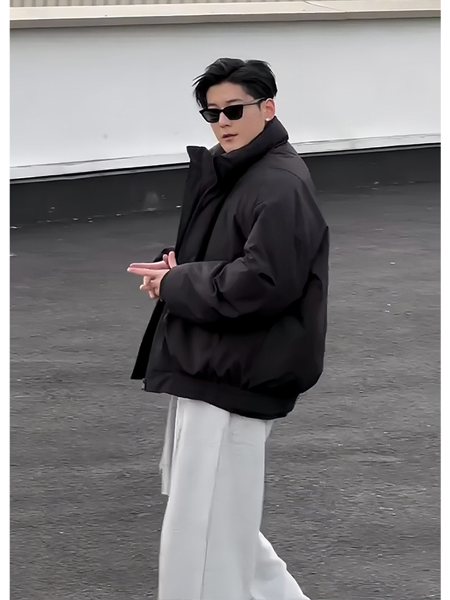 Black Ma1 Flight Jacket down Coat Men's Autumn and Winter Short Silhouette Jacket Cleanfit Padded Baseball Jacket