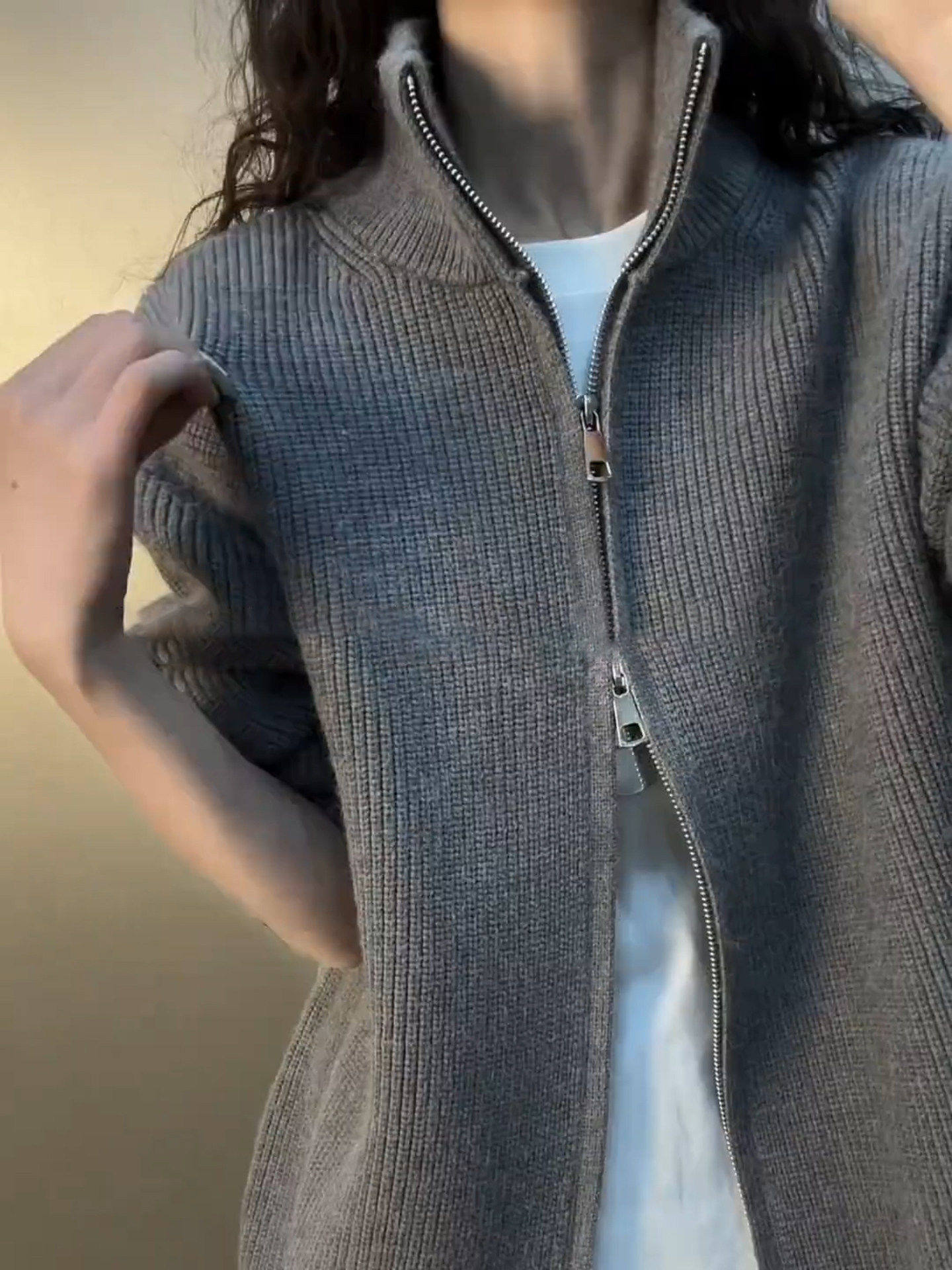 Gray Turtleneck Cardigan Sweater for Men and Women, Autumn and Winter Base Layer, Double Zipper Knitwear, Lazy and High-End Couple's Coat