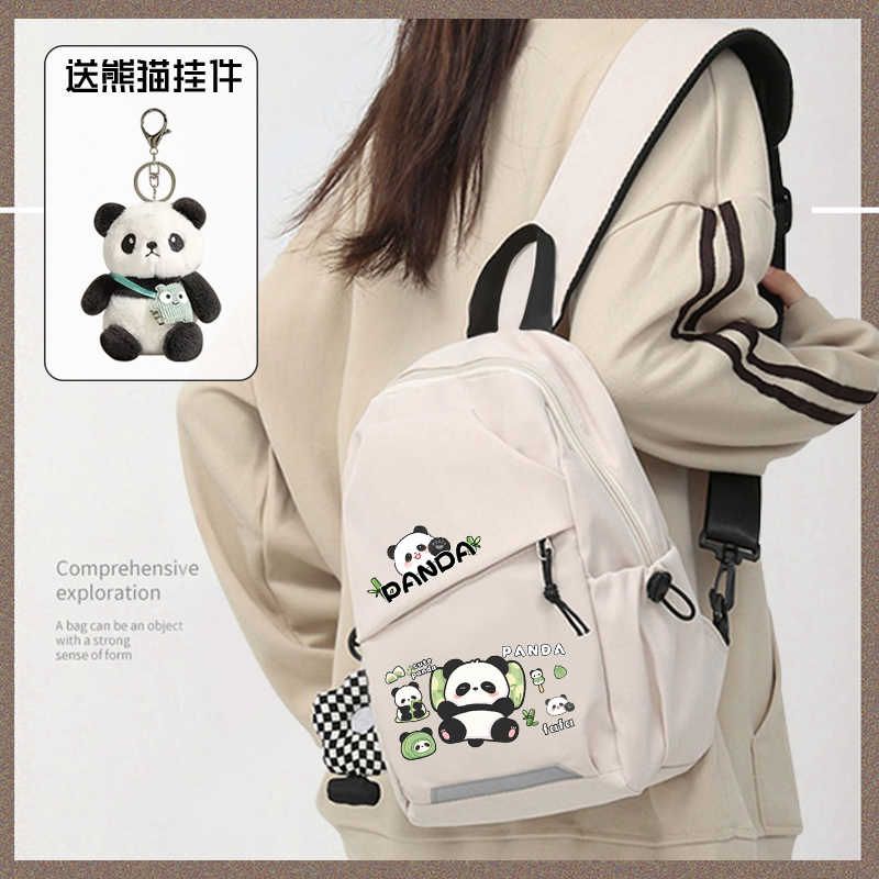 Panda Huahua Large Capacity Chest Bag for Boys Sports and Leisure Versatile Cartoon Outdoor Travel Simple Shoulder Bag for Women