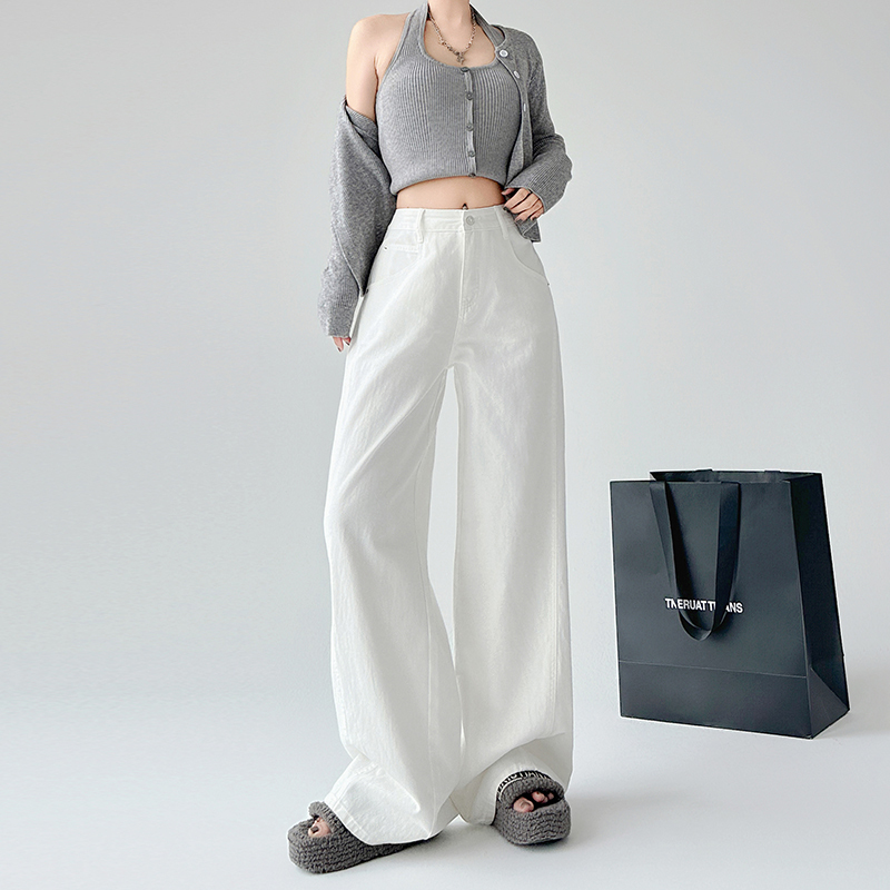 American Style Spicy Girl White High-Waisted Wide-Leg Jeans for Women, Loose Fit, 2026 New Spring/Summer High-End Straight-Leg Floor-Length Pants American Style Spicy Girl White High-Waisted Wide-Leg Jeans for Women, Loose Fit, 2026 New Spring/Summer High-End Straight-Leg Floor-Length Pants