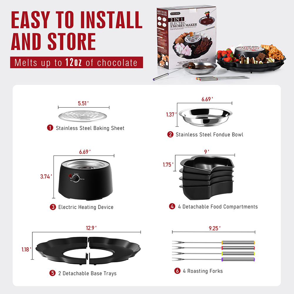 Xiaomi's new chocolate electric hot pot melting pot marshmallow roasting machine 2-in-1 set fruit platter party gathering