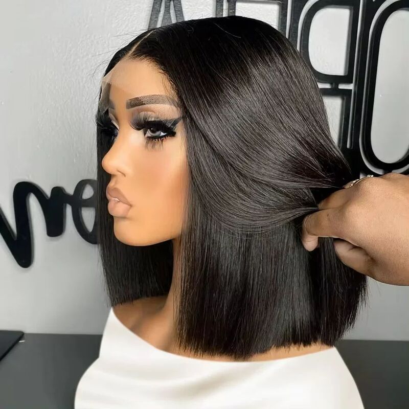 200% Density 13X4 Short Bob Wig Human Hair Vietnamese Bone S
