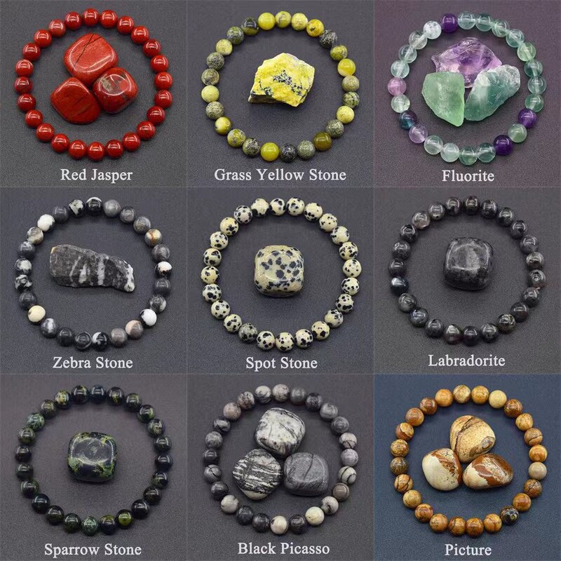 Amazon Temu Amethyst Tiger Eye Elastic Bracelet Rose Quartz Agate Mixed Color 8mm Beads Bracelet Wish Hot Item