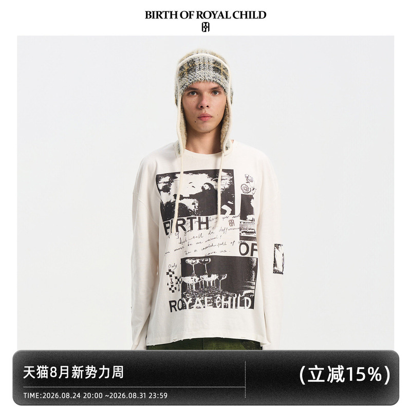 Birth of Royal Child.Borc 【Cloud Flag Style】Poster Patch Long Sleeve T-Shirt with Vintage Look Birth of Royal Child.Borc 【Cloud Flag Style】Poster Patch Long Sleeve T-Shirt with Vintage Look