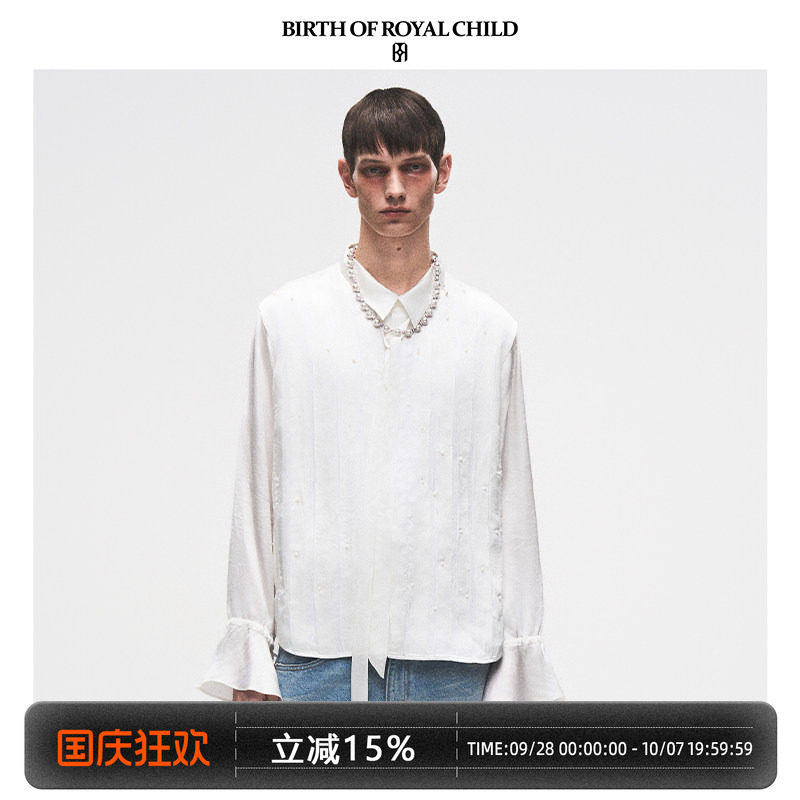 Birth of Royal Child.Borc 【สไตล์เดียวกับ Hao Yiran】เสื้อเชิ้ตพลีทประดับมุก สไตล์ราชสำนัก