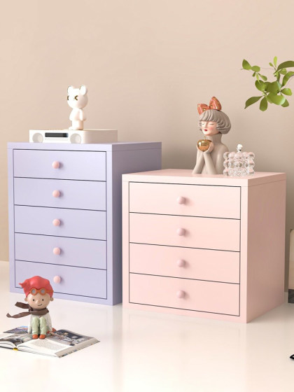 奶油风多层桌面抽屉柜办公小铁柜收纳盒钢制桌上文件柜图纸收纳柜