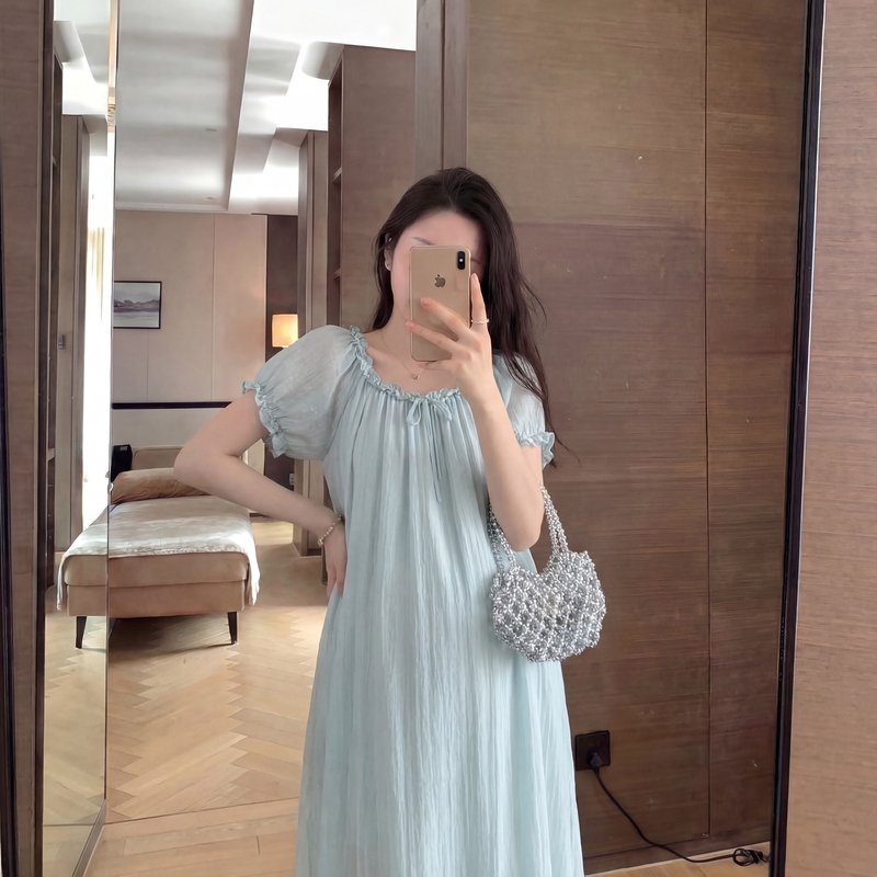Zhang Ma Maternity Dress Summer Silk Chiffon Korean Style Loose and Stylish Not Revealing Pregnancy High-End French Long Dress