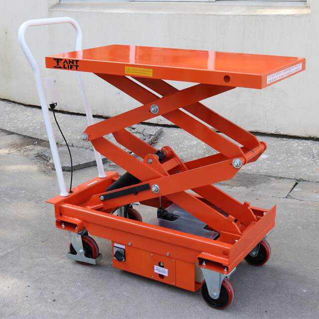 Mobile manual electric hydraulic lift platform car fully automatic small scissor lift freight vehicle