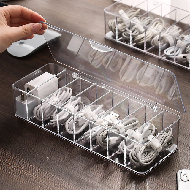 Headphone data cable with cover storage box power charging cable sorting artifact mobile phone charger desktop cable management
