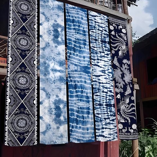 Customized batik tie with ethnic style pattern hanging cloth