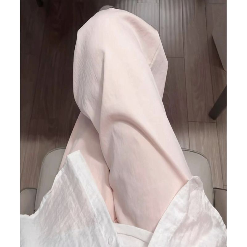 Light Pink Ice Silk Milkskin Pants for Women, New Summer Style, Petite High-Waisted Slimming Casual Straight-Leg Drapey Wide-Leg Pants for Walking