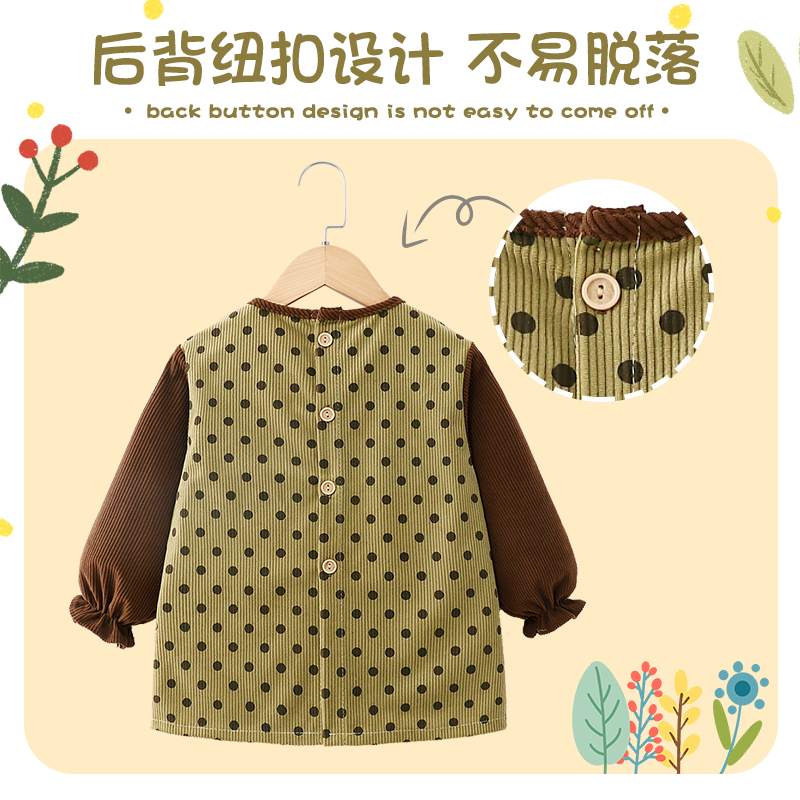 Baby girl smock outer wear princess dress autumn and winter baby bib bib waterproof anti-dirty Q-reverse wearing bib bib