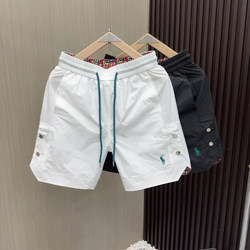 Summer Trendy Brand Shorts for Men 2025 New Style Sports Breathable Embroidered Five-Point Shorts Men's High-End Snap Button