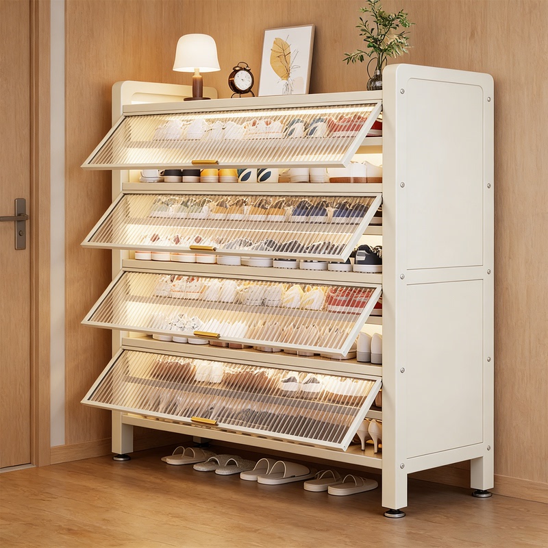Steel Shoe Cabinet 2026 New Model Integrated Wall-Mounted Dust-Proof Storage Cabinet Multi-Layer Household Large-Capacity Entryway Shoe Rack