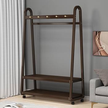 Floor-standing clothes rack mobile combination clothes rack bedroom bedside double-layer clothes placing artifact balcony clothes rack storage rack