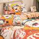 Autumn and winter cartoon Naruto warmth thickened crystal velvet four-piece set for boys dormitory Naruto bed sheet three-piece set