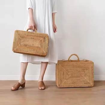 Vietnam pure handmade autumn rattan storage square box large capacity travel photography prop box