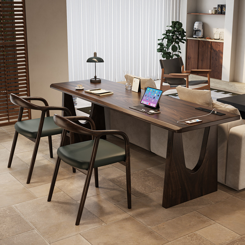 South American Walnut Wood High-End Solid Wood Desk, Sofa Back Long Table, Home Living Room Office Computer Desk with Socket South American Walnut Wood High-End Solid Wood Desk, Sofa Back Long Table, Home Living Room Office Computer Desk with Socket
