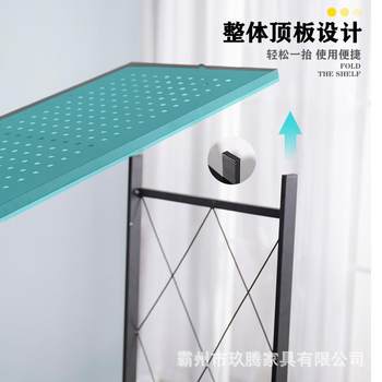 Kitchen folding storage rack movable storage rack multi-function microwave oven rack free installation rack storage