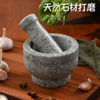Large Stone Mortar and Pestle for Crushing Chili Peppers, Pounding Sticky Rice, and Crushing Garlic; Traditional Stone Mortar and Pestle