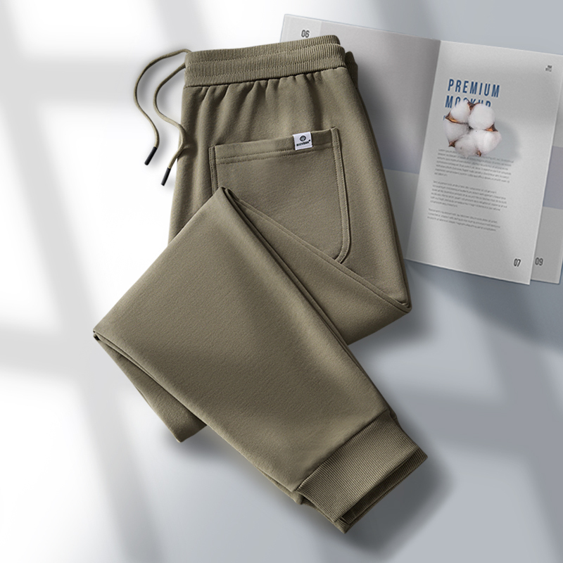 400g Heavy Cotton Fleece-Lined Thickened Men's Spring, Autumn, and Winter Jogger Casual Elastic Waist Loose Sports Long Sweatpants