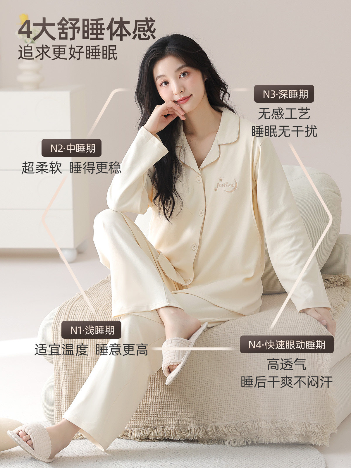 Jingqi Maternity Pajamas with Breast Pads, 100% Pure Cotton, Spring, Autumn, Winter, October, Ultra-Soft Sleepwear for Pregnant Women, Nursing, Going Out, Home Wear