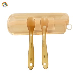 彩虹房子宝宝硅胶软头勺 新生儿辅食喂水小勺子