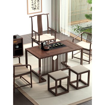 Balcony tea table and chair combination new chinese-style small home office tea table and tea set integrated tea drink solid wood tea table