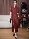 Mijie 2025 New Model New Chinese Style Red Jacquard Dress for Women, Elegant and Beautiful, Loose Fit, Slimming, Stunning Mid-Length Dress