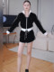 Mijie 2025 Autumn New Fashionable Black and White Color-Block Casual Suit for Women, Elegant and Slimming Two-Piece Set