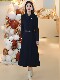 Mijie 2025 Autumn New Fashionable Dark Blue Slim-Fit Waist-Enhancing Dress for Women, Elegant and Slimming Mid-Length Dress