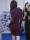 Mijie 2025 Autumn New Style Elegant and Age-Reducing Slim-Fit Purple Dress for Women, Fashionable and Slimming with Ruched Bodycon Design