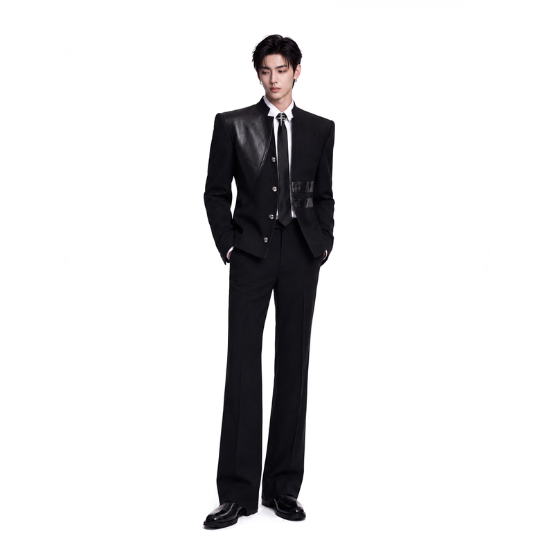 Yicai【Youxuan Yili】Wide-Shouldered, Narrow-Waisted Suit with Stand Collar and Raised Shoulder Design, Waist-Cinching Suit Yicai【Youxuan Yili】Wide-Shouldered, Narrow-Waisted Suit with Stand Collar and Raised Shoulder Design, Waist-Cinching Suit