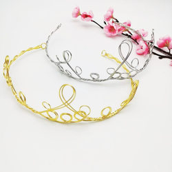 DIY 크라운베이스 고대 스타일 HANFU XIUHE 수제 금속 짠 크라운 크라운 전기 도금 컬러 스테인 링 헤드 드레스 헤어 크라운