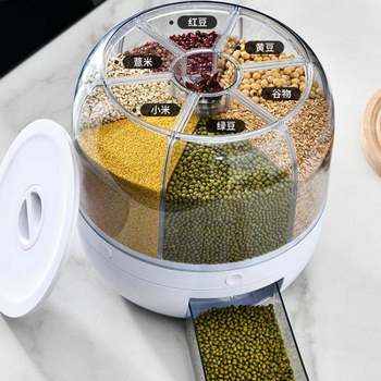 Fractal rice bucket rotating grains and grains packed with rice storage box for household insect-proof and moisture-proof sealed rice storage box