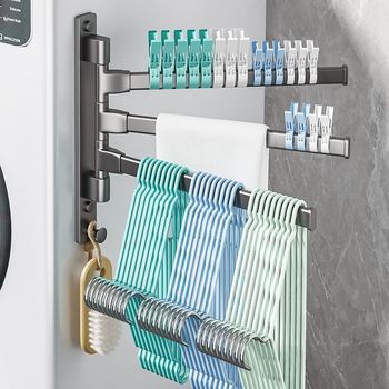 Balcony clothes rack storage tool without hole drilling clothes rack hanging rod telescopic wall hanging wall hanging clothes storage rack storage rack