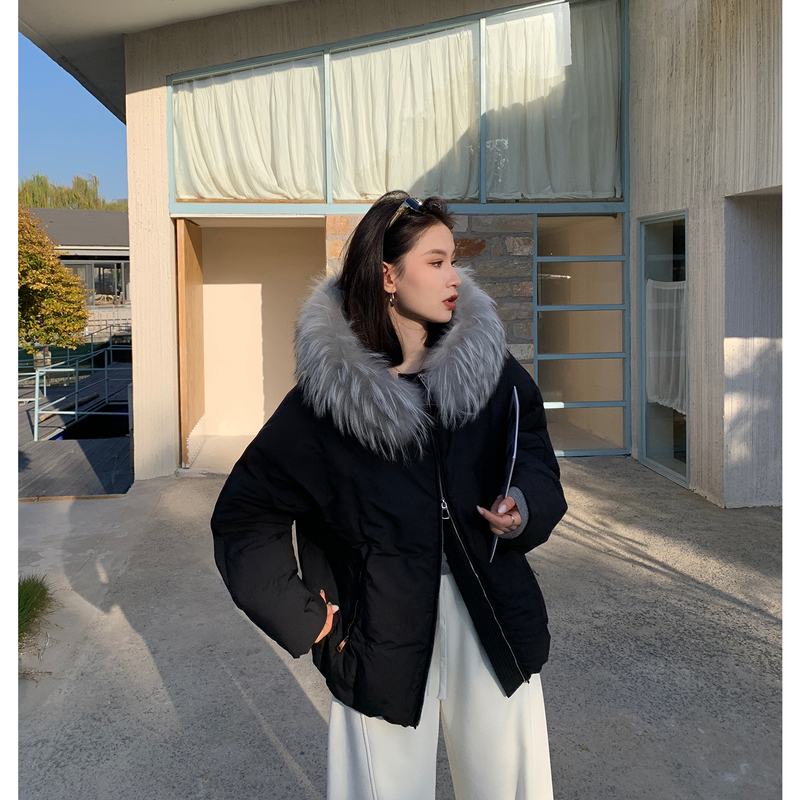 Prase Lululu【Polar Snow Mountain】90% White Duck down Raccoon Fur Collar Slimming Bud-Shaped Short down Jacket Prase Lululu【Polar Snow Mountain】90% White Duck down Raccoon Fur Collar Slimming Bud-Shaped Short down Jacket