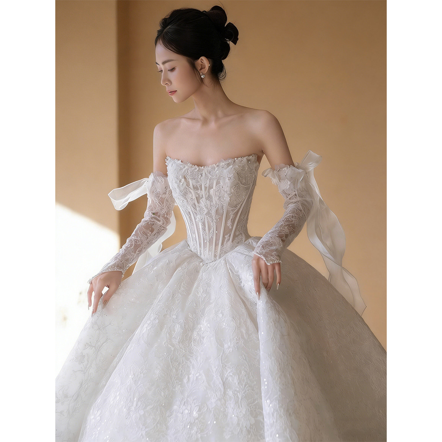 Свадебное платье-топик из французской тяжелой промышленности bride 2025, новая основная пряжа, высококачественная текстура, роскошная атмосфера, шлейфовое приветственное платье