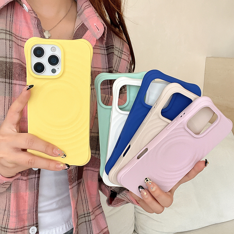 17 New Models of Wave-Pattern Magnetic Charging Liquid Silicone iPhone 16 Pro Max Phone Case, Popular Style, Compatible with Apple 15, Creative and Unique, Suitable for 14, Full Protection, Anti-Drop, Simple, Dirt-Resistant, Popular among Women