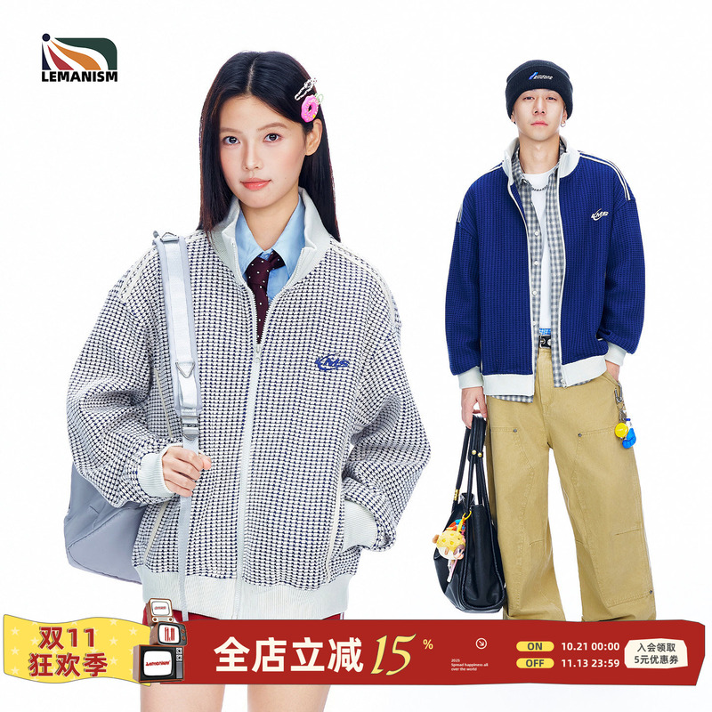 Lemanism American Style Trendy Stand-Up Collar Waffle Jacket Men's 2026 Summer New Couple Style Coat Top Women Lemanism American Style Trendy Stand-Up Collar Waffle Jacket Men's 2026 Summer New Couple Style Coat Top Women