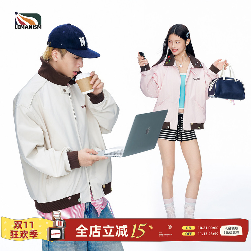 Lemanism Celebrity Style American Barn-Style Patchwork Couple's Jacket Men's 2026 New Spring and Autumn Coat Women's