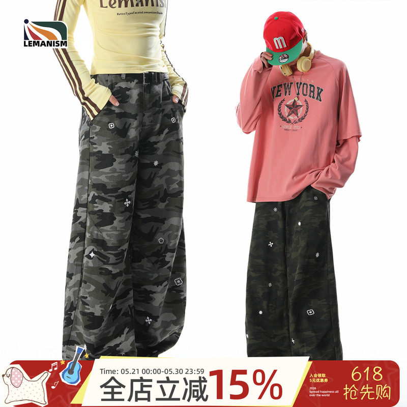 Lemanism American Style Trendy Retro Camouflage Loose Casual Pants Men's 2026 New Cargo Pants Couple Style Long Pants Lemanism American Style Trendy Retro Camouflage Loose Casual Pants Men's 2026 New Cargo Pants Couple Style Long Pants