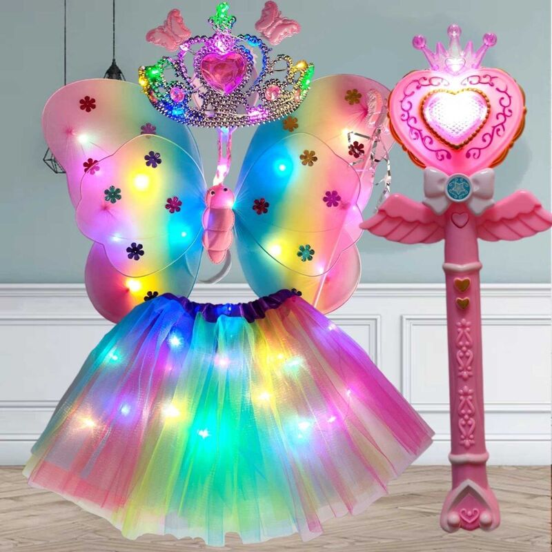 Glowing Butterfly Wings Little Girl Halloween Costume Glowing Toy Kindergarten Christmas Performance Props Show
