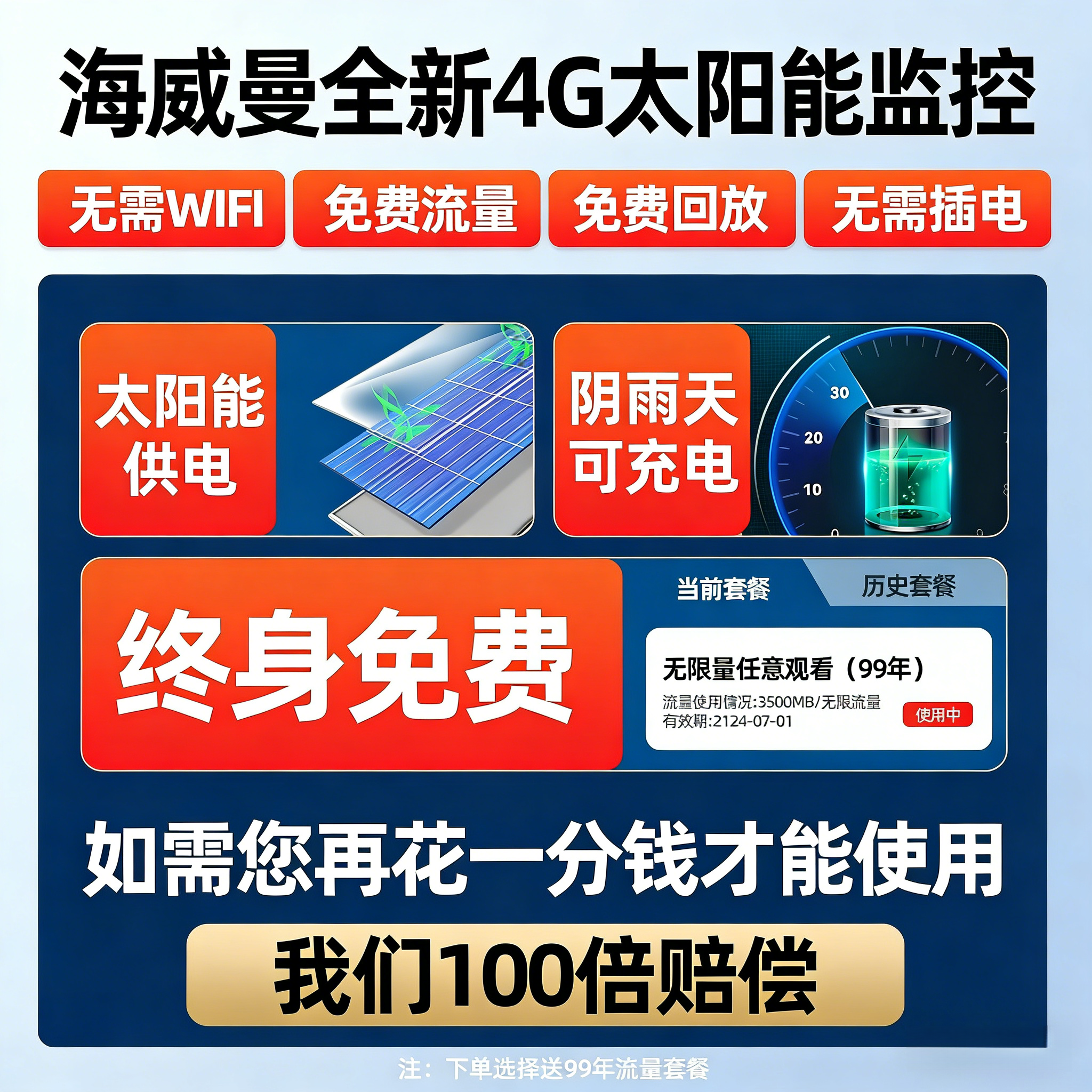 Solar-Powered Surveillance Camera, Outdoor Monitoring Camera, No Network Required, No Electricity, No Internet, High-Definition 20 Million Pixels