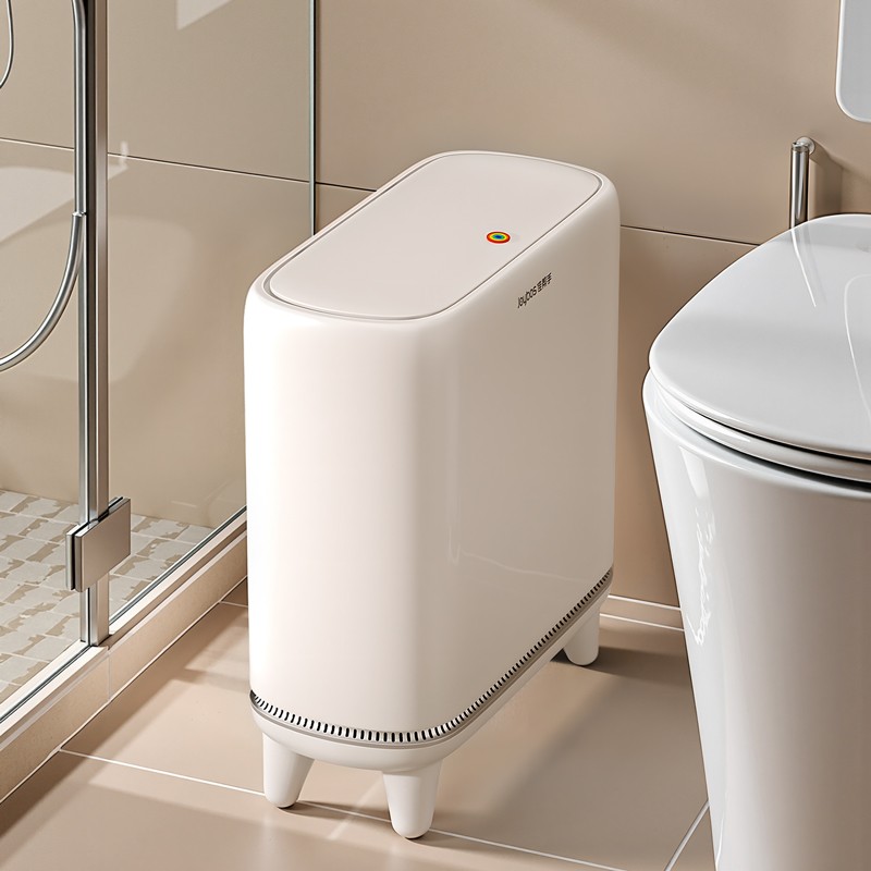 Jiabangshouの新しい空気圧スマートバッグゴミ箱蓋付き、手を汚さないバスルームトイレ大容量ゴミ箱