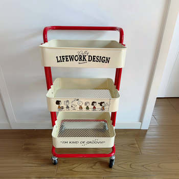 Internet celebrity cart storage rack household pulley kitchen bedroom snack rack living room multi-function storage rack batch